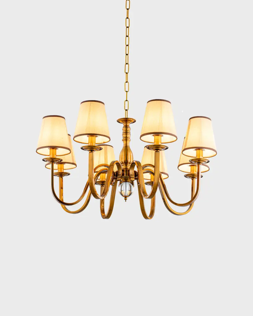 Đèn Chùm Pha Lê Sang Trọng Hình Dáng Tròn Màu Vàng Tuyết Sang Trọng VRG-DC9088-8