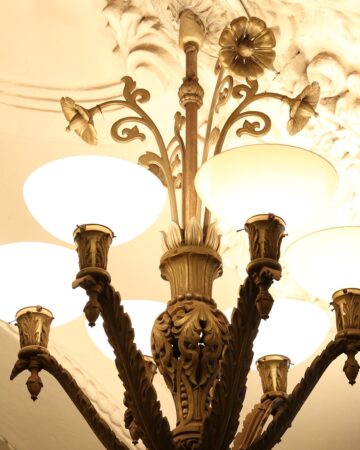 Đèn chùm đồng chao thủy tinh 6 tay châu Âu cổ điển VIRGO DL87 hình 2