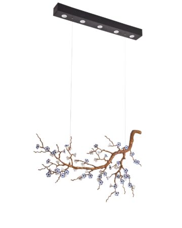 Đèn chùm nhánh hoa mai gốm sứ màu thiên thanh VIRGO DL52