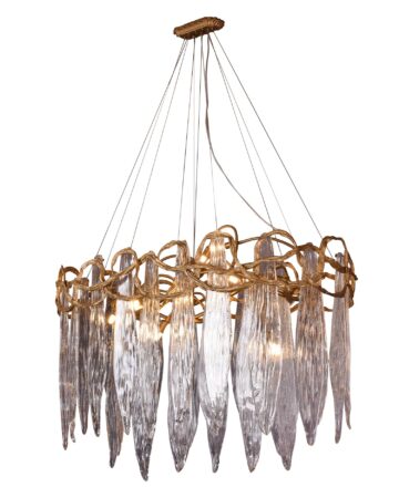 Đèn chùm lá thủy tinh khung đồng cao cấp VIRGO DL53