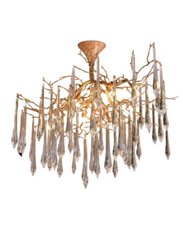 Đèn chùm trang trí nhánh cây đồng và giọt nước thủy tinh cao cấp VIRGO DL47