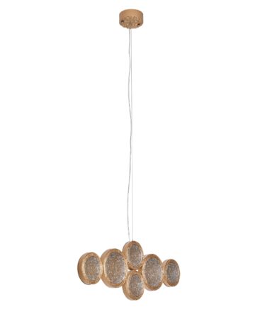 Đèn thả khoanh gỗ cắt bằng đồng và thủy tinh cao cấp VIRGO DL50