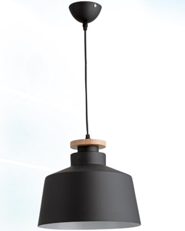 Đèn thả bàn ăn chao nhôm sơn đen chuôi gỗ VIRGO DL86 hình 1