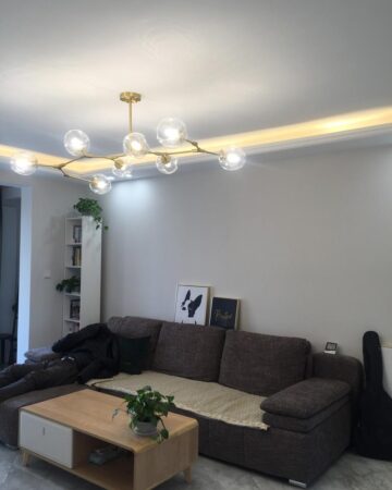 Đèn chùm thủy tinh thân vàng chao thủy tinh VIRGO DL20