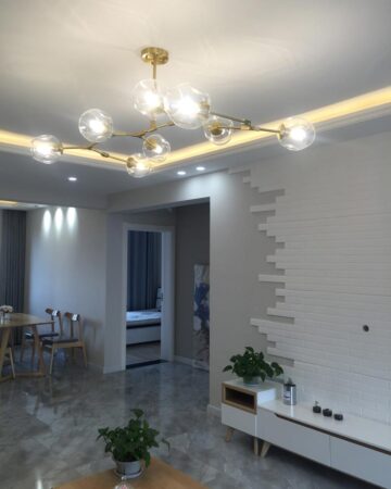 Đèn chùm thủy tinh thân vàng chao thủy tinh VIRGO DL20