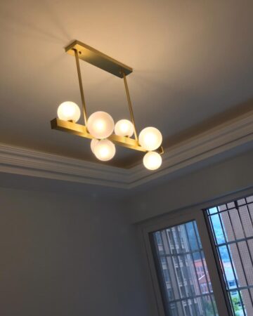 Đèn thả thanh ngang chao thủy tinh tròn hiện đại VIRGO DL33