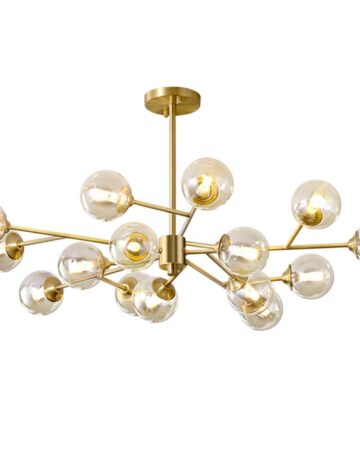 Đèn chùm tay bằng đồng chao thủy tinh tròn hiện đại bóng LED VIRGO DL116