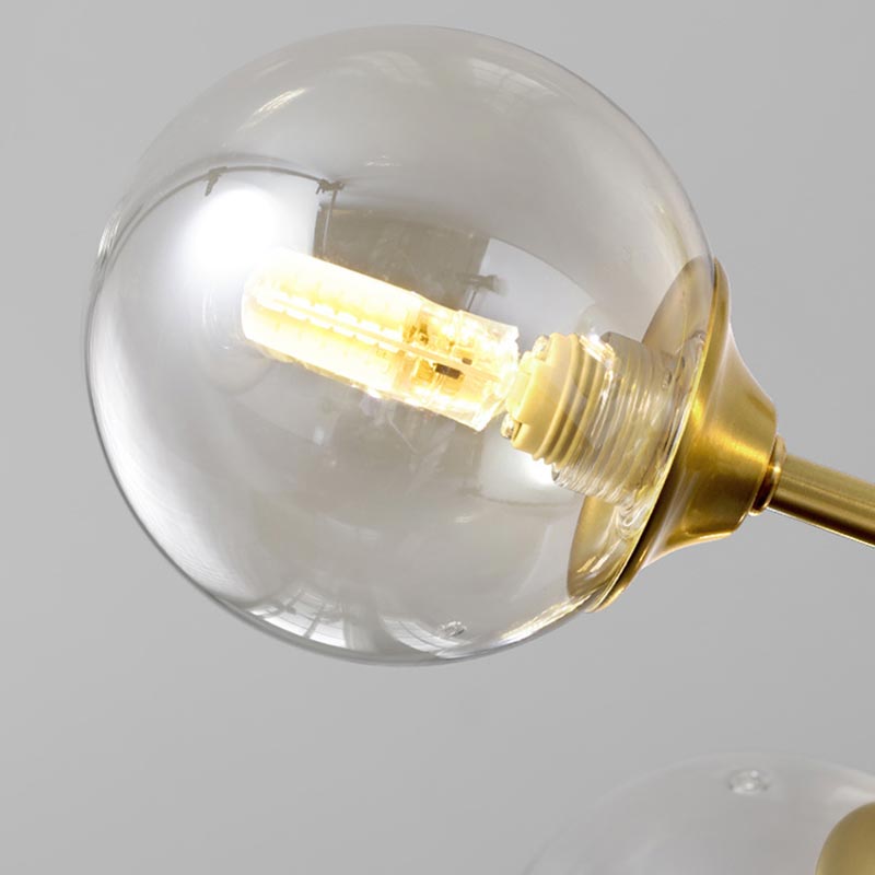 Đèn chùm tay bằng đồng chao thủy tinh tròn hiện đại bóng LED VIRGO DL116