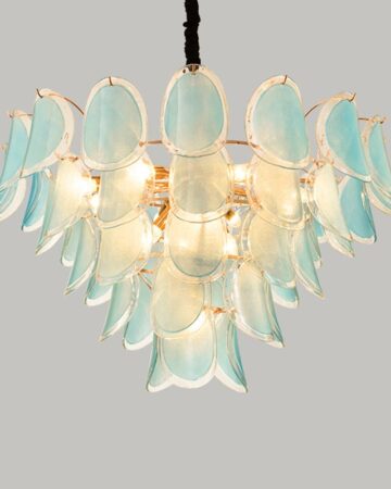 Đèn chùm ốp trần chao thủy tinh xanh ngọc cao cấp VIRGO DL103
