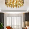 Đèn chùm ốp trần thủy tinh hiện đại mâm tròn