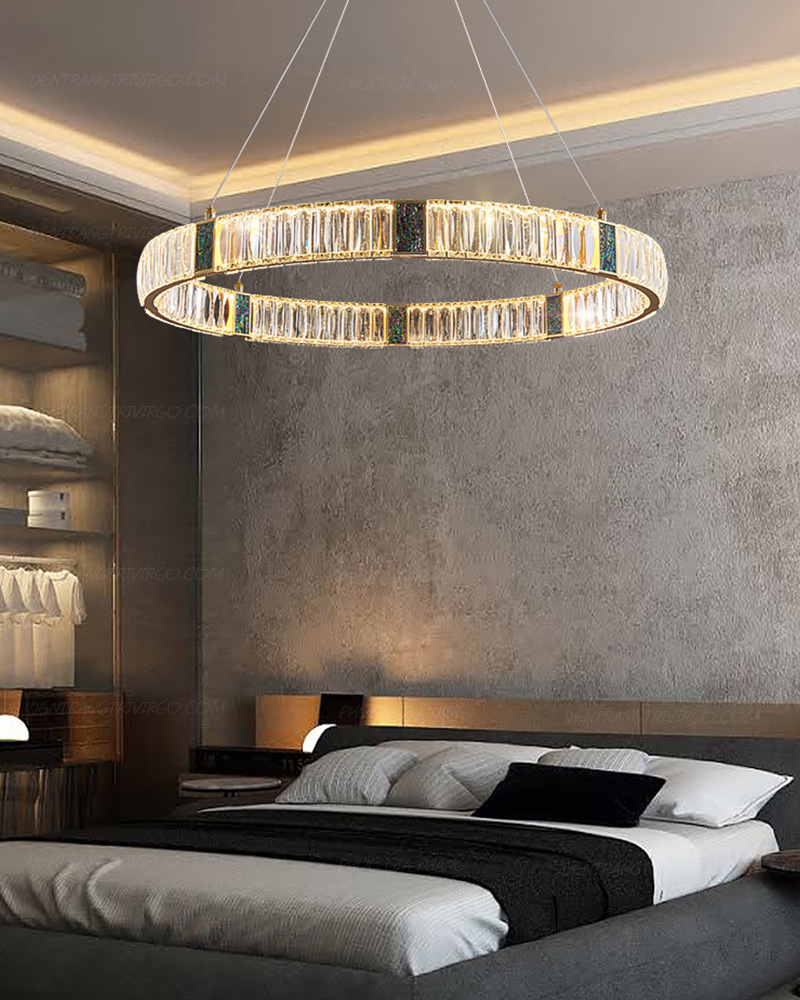 Đèn thả vòng tròn pha lê khảm đá xanh ngọc cao cấp VIRGO L002/1 1 Đèn thả vòng tròn pha lê khảm đá xanh ngọc cao cấp VIRGO L002/1