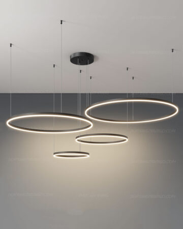Đèn thả LED 4 vòng tròn trang trí phòng khách hiện đại L606