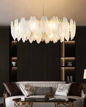 đèn trang trí,Đèn thả trang trí cao cấp Lông vũ thủy tinh PV8812