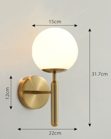 Đèn gắn tường thủy tinh thân vàng cao cấp SK02 - Chụp trắng sứ