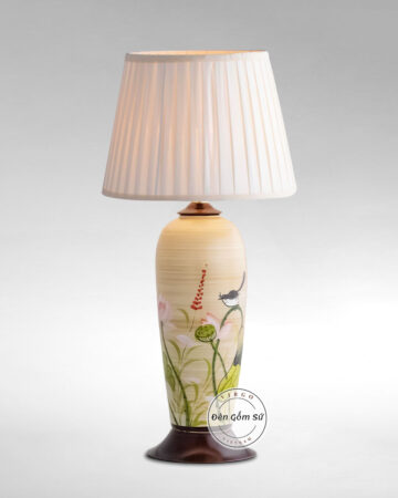 Đèn bàn trang trí, đèn ngủ Gốm sứ Việt Nam Hoa sen TS06