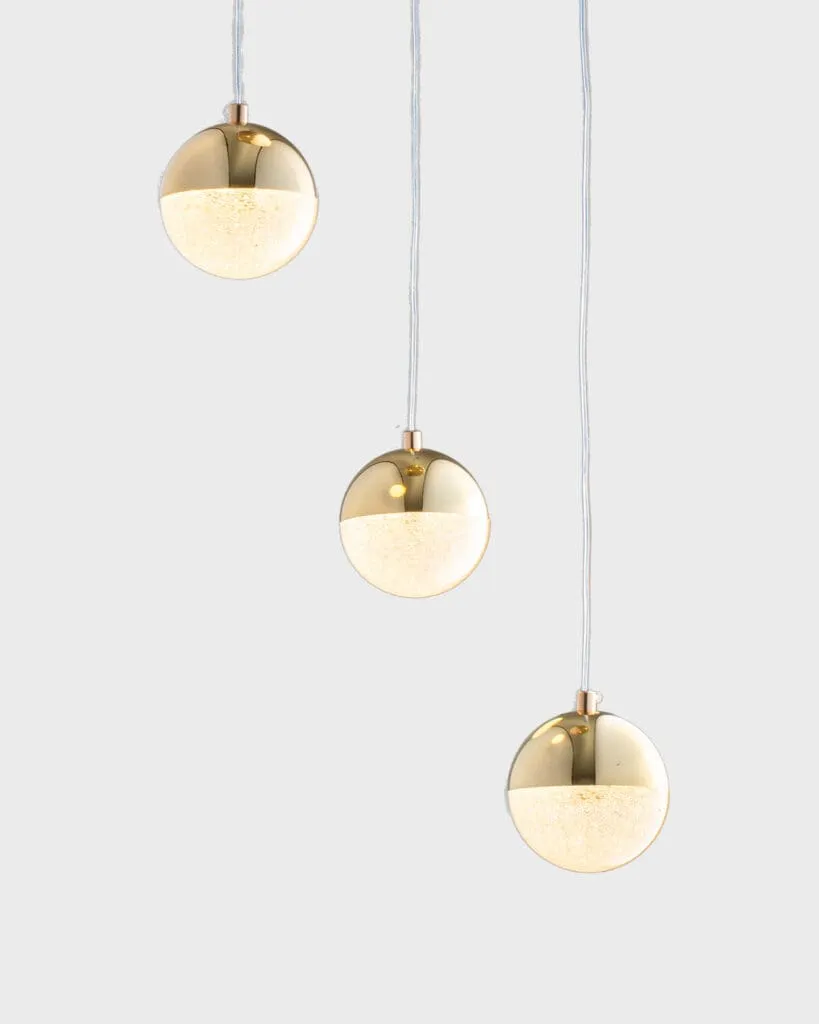 Đèn Thả Pha Lê Quả Cầu Vàng Kim Phối Bọt Khí Hiện Đại Sang Trọng VRG-9339S