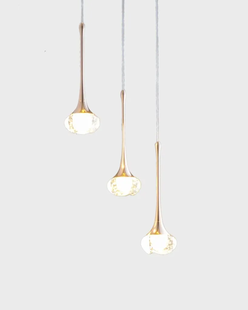 Đèn Thả Pha Lê Dáng Giọt Nước Bọt Khí Thân Mảnh Vàng VRG-7233