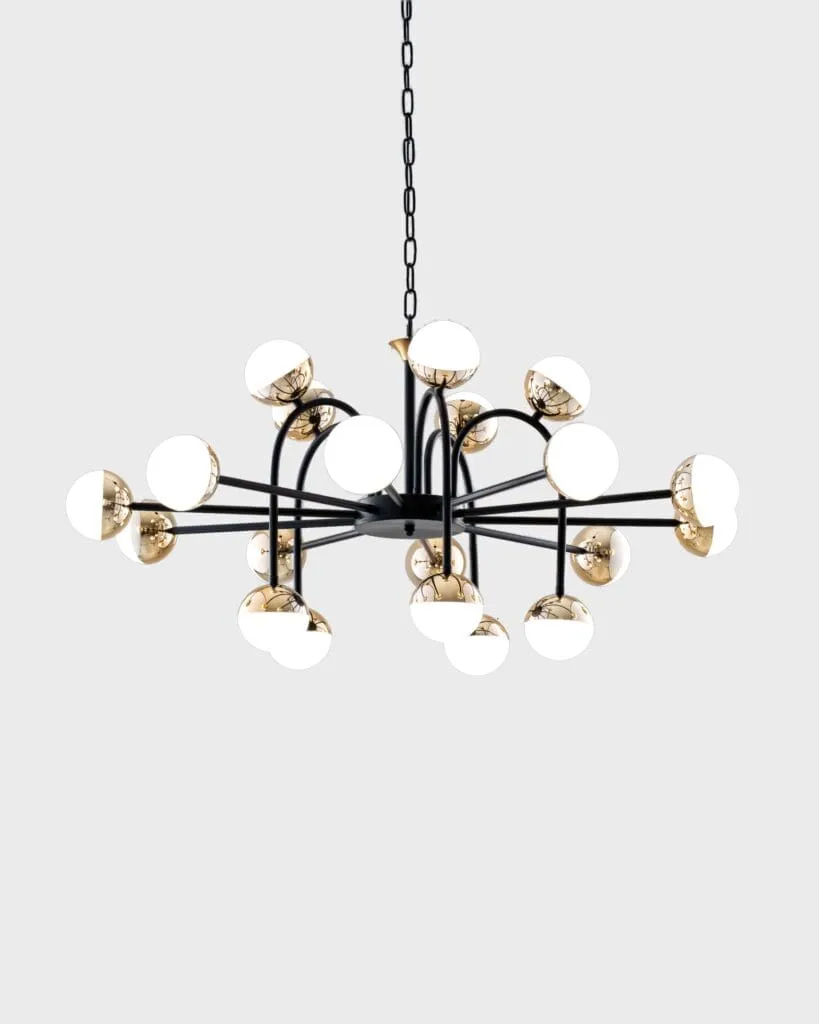 Đèn Chùm Hiện Đại Khung Đen Phối Vàng Bóng Tròn VRG-THCN14021