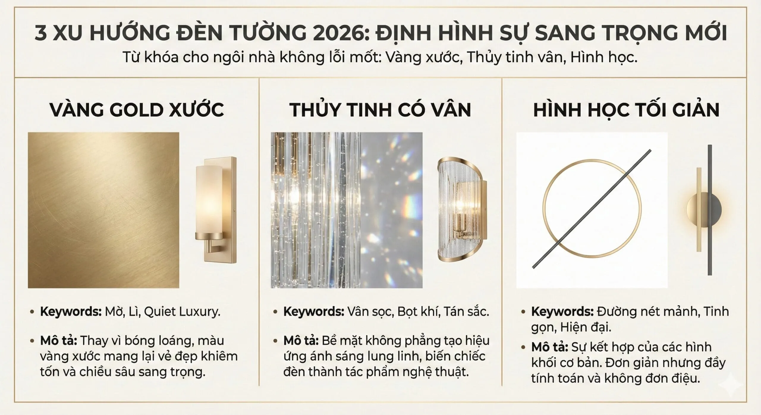 3 Xu hướng Đèn trang trí tường "Lên ngôi" năm 2026